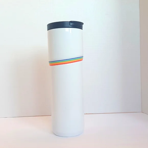 Starbucks Pride Rainbow Stainless Steel Tumbler 16 Oz 2020 Limited Hot White